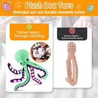 Squeaky Octopus Plush Dog Toy Indestructible Teething Chew Toy Interactive Sound Pet Stress Relief Boredom Toy for Dogs and Cats Quick Pick Grocers