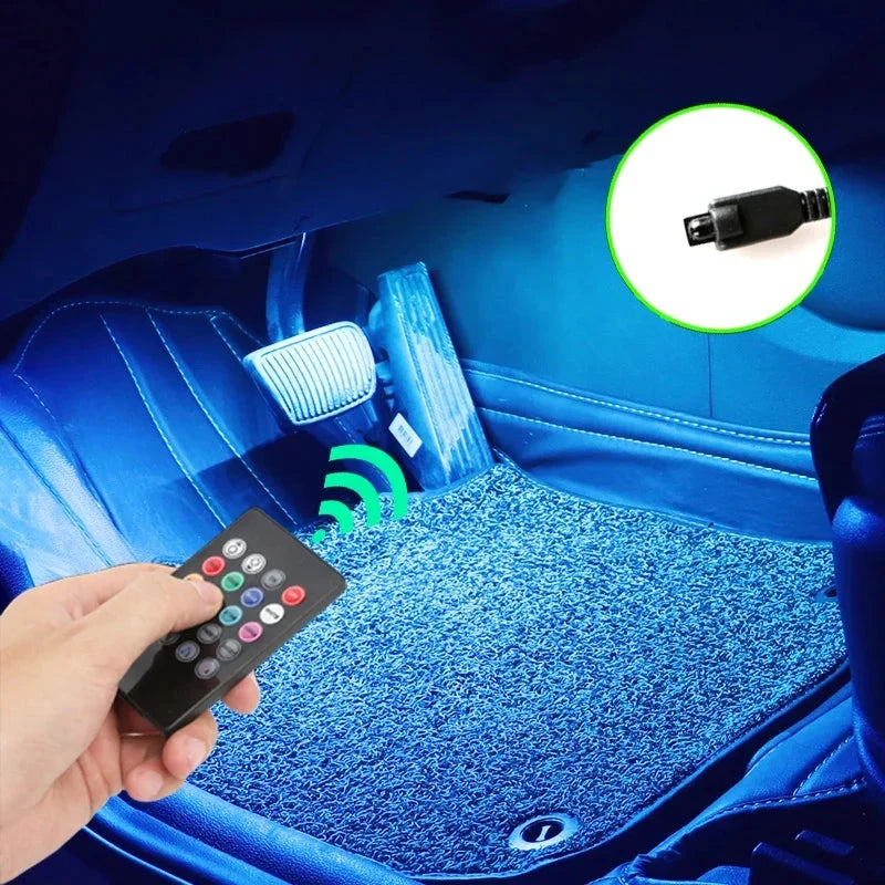 Neon LED Car Interior Ambient Light Kit – RGB Foot Strip Lighting with APP & Remote Control, Music Sync Car Decor Lamp Econic Blanks