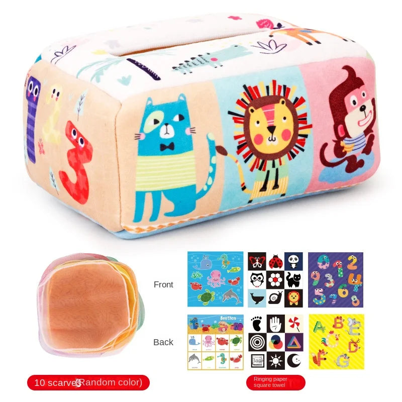 Baby Montessori Toy,Magic Tissue Box,Educational Learning Activity Sensory Toy For Kids Finger Exercising  Busy Board Baby Game Purest Peak