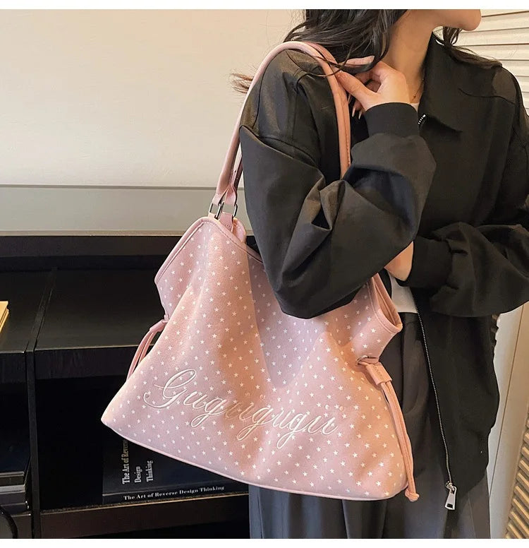 Brand Women's Shoulder Bag Y2k Fashion Sweet Polka Dot Handbag Korean Casual Versatile Leopard Print Brown Frosted Tote Bags Quick Pick Grocers