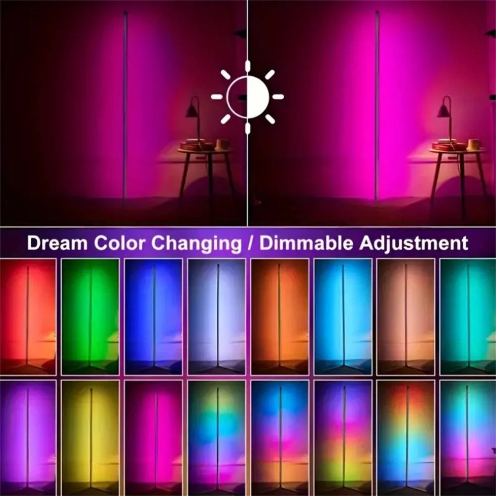 RGB LED Floor Lamp, LED Corner Lamp Works Smart Modern Floor Lamp with Music Sync and 16 Million DIY Colors Floor Lamp Quick Pick Grocers