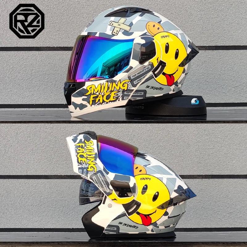 ORZ Personalised Motorcycle Full Face Helmet Men Women Fashion Dual Lens Helmets Motocross Racing Modular Flip Up Casco Moto Quick Pick Grocers