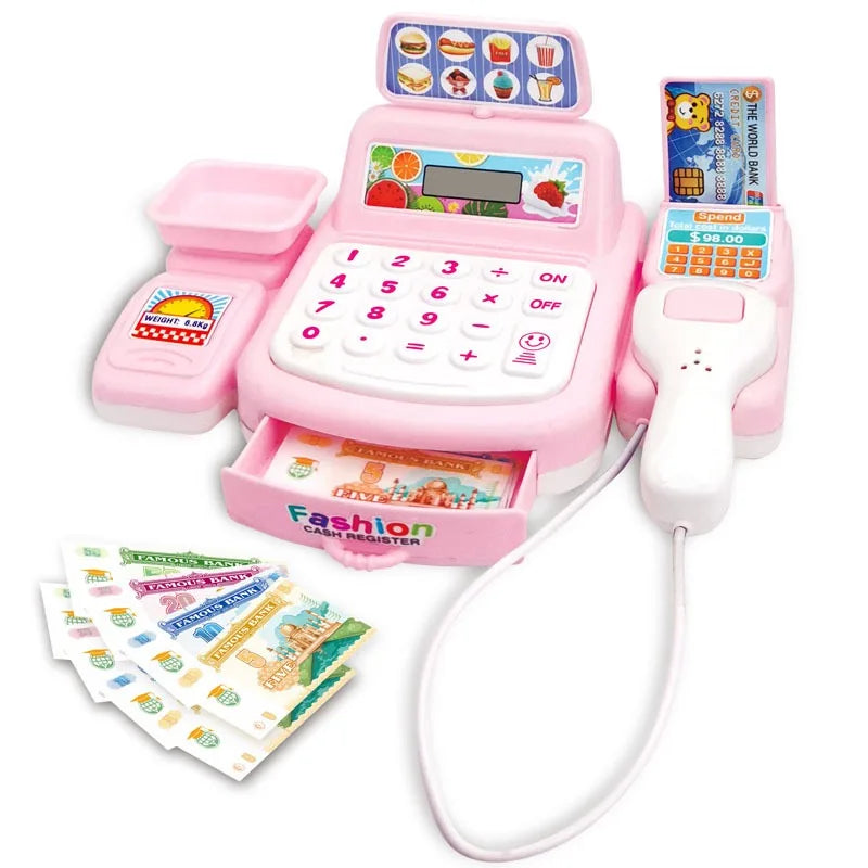 Simulation Shopping Cash House Toys Electronic Game Lighting And Sound Effects Supermarket Cashier Toys Econic Blanks