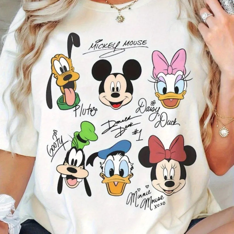 Summer New Women's Plus Size T-shirt Casual Loose Short Sleeved Printed with Mickey Duck Donald Duck and Disney Cartoon Patterns Quick Pick Grocers