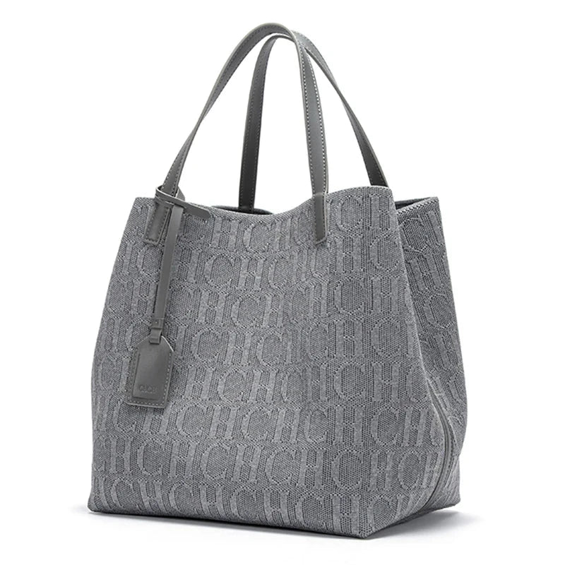 CHCH Large Capacity Black Knitted Tote Bag – Simple Shopping Handbag Econic Blanks