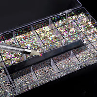 21 grid nail art diamond flat bottom glass diamond multi-style special-shaped diamond shiny nail rhinestone DIY nail art jewelry Econic Blanks