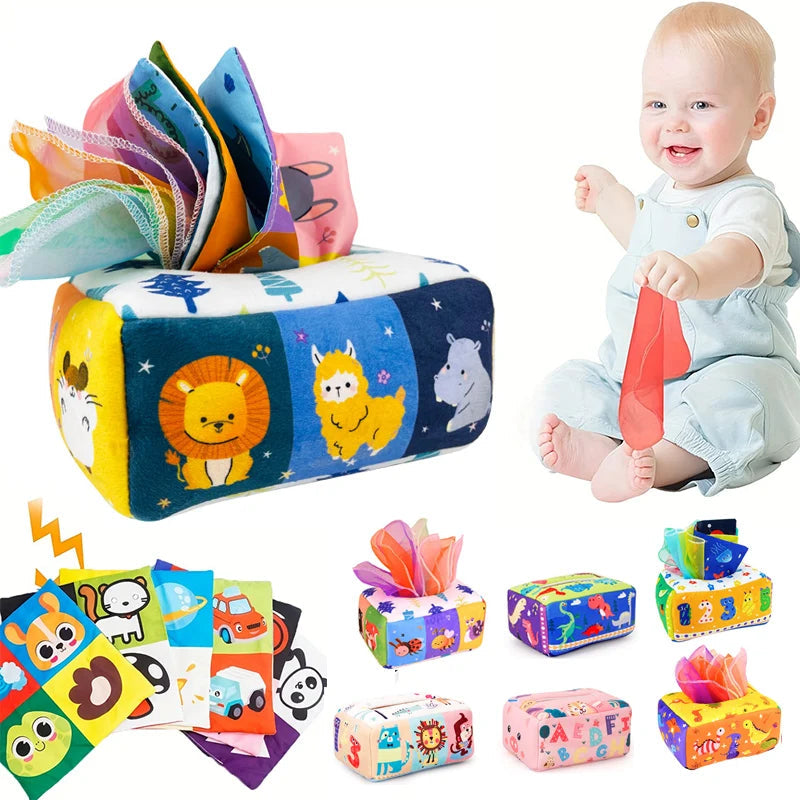 Baby Montessori Toy,Magic Tissue Box,Educational Learning Activity Sensory Toy For Kids Finger Exercising  Busy Board Baby Game Purest Peak