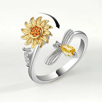 VENTFILLE 925 Sterling Silver Sunflower Diamond Zircon Rotatable Ring For Women Gift Relieve Stress Ring Jewelry Wholesale Quick Pick Grocers