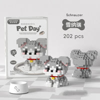 18 Styles Little Dog Cat Cute Pet Small Building Block Model Series Ornaments Children's Toys Miniature Bricks Quick Pick Grocers