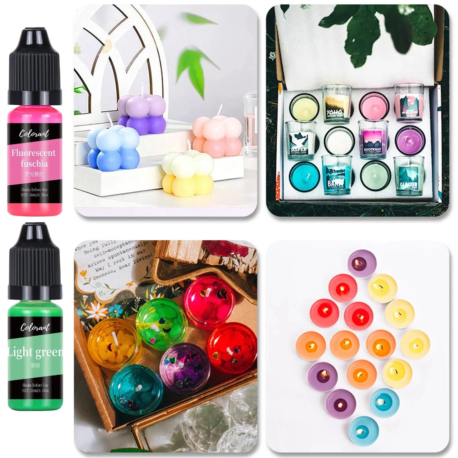 Candle Dyes Kit Liquid Colorant Pigment Set DIY Candle Making Supplies Aromatherapy Soap Soy Wax Dye Candle Mold Coloring Econic Blanks