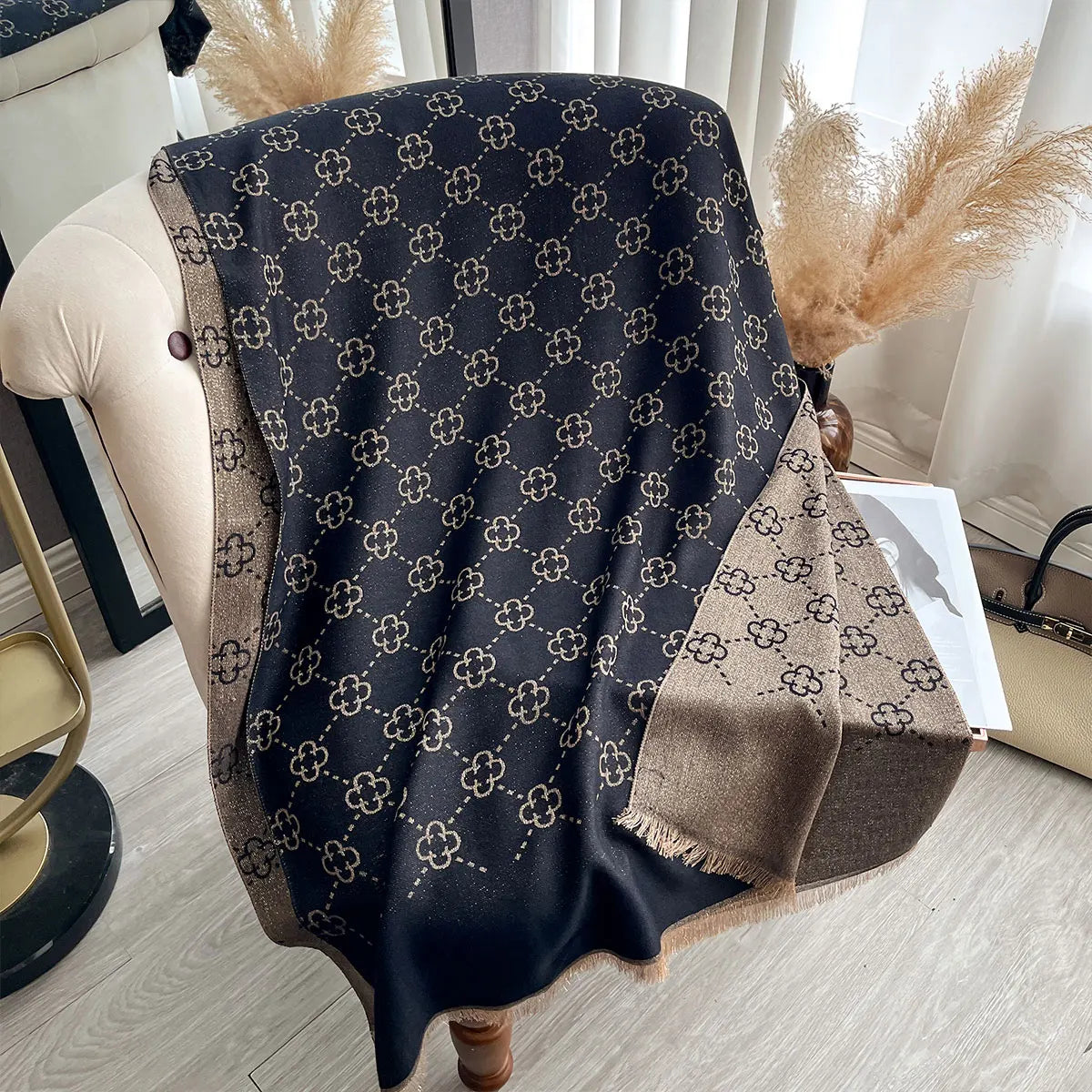 Elegant Ladies Muslim Hijab Golden Thread Scarves With Spring and Autumn Sun Protection Scarf Decoration Shawl Wrap Headscarf Quick Pick Grocers
