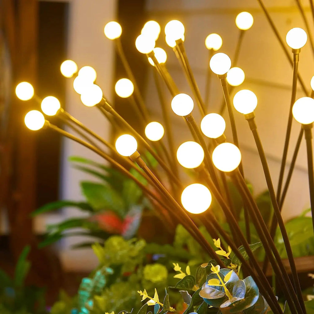 8 LED Solar Garden Lights Powered Firefly Lights Outdoor Waterproof Vibrant Garden Lights for Patio Pathway Decoration,Warm Econic Blanks