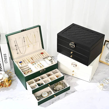 High-End Multi-Layer Drawer-Type Jewelry Box Household Large Capacity Earring Storage Organizer with Oxidation Finish Purest Peak