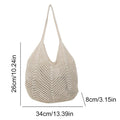 Women Knitting Shoulder Bag Large Capacity Knitting Underarm Bag Solid Crochet Tote Handbag Summer Mesh Beach Bag Hobo Bag Econic Blanks