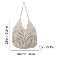 Women Knitting Shoulder Bag Large Capacity Knitting Underarm Bag Solid Crochet Tote Handbag Summer Mesh Beach Bag Hobo Bag Econic Blanks