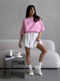 Hirsionsan Summer Casual Oversized T-shirts Women 100% Cotton Pink Loose Tees 2025 New Cusual Solid O Neck Female Aesthetic Tops Quick Pick Grocers
