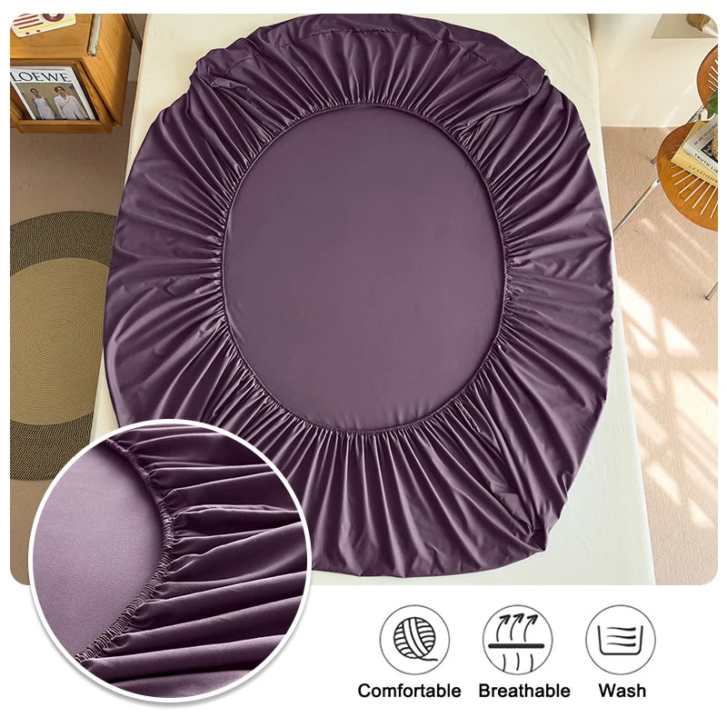 High Quality Fabric Fitted Sheet With Elastic Band Solid Color Mattress Sheet for King Queen Bed 150x200 180x200 200x220cm 1PC Quick Pick Grocers