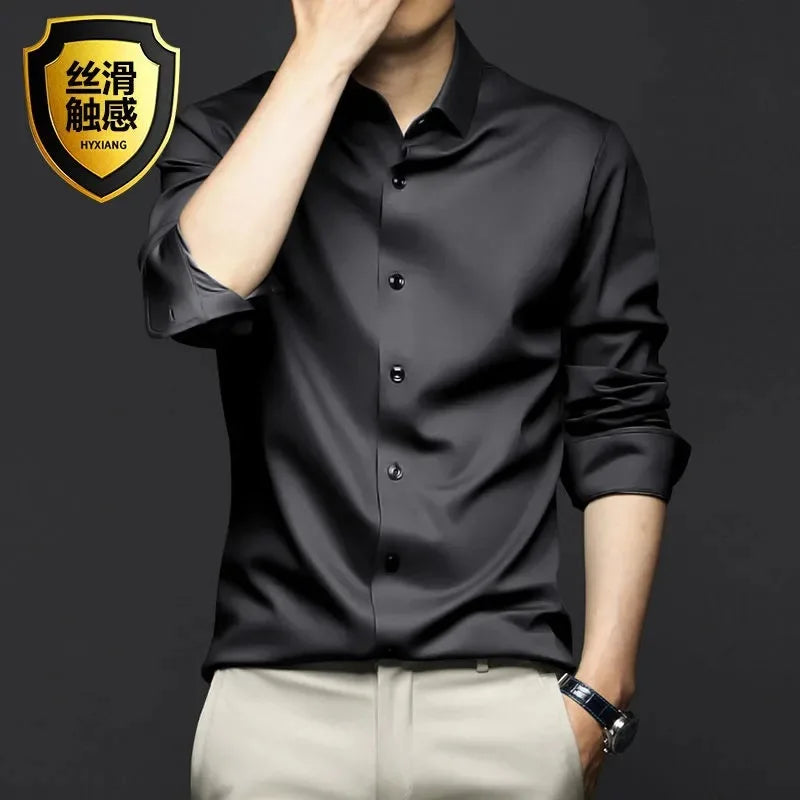 S-5XL Men's Shirt Long Sleeve Non iron Wrinkle Resistant Business Dress High end Professional Casual Suit White Shirt Quick Pick Grocers