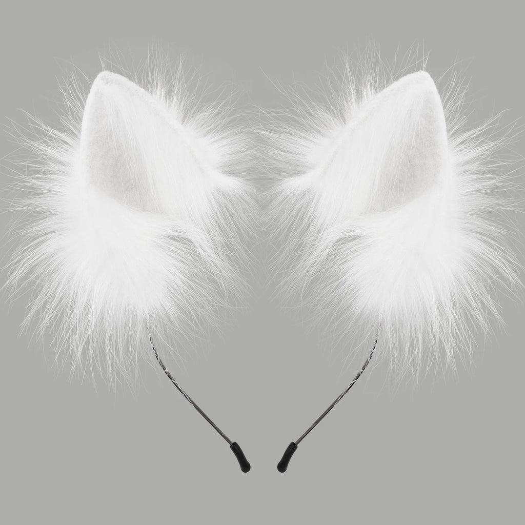 Handmade Faux Fur Animal Ears Headband Furry Cat Fox Ear Hairhoop Headwear Costume Accessory for Cosplay Masquerade Quick Pick Grocers