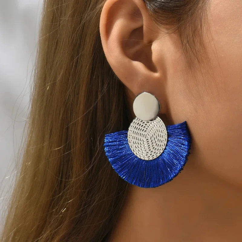 Fashion Bohemian Big Tassel Dangle White Fringe Female Earrings Drop Earrings for Women Statement Wedding Jewelry Econic Blanks
