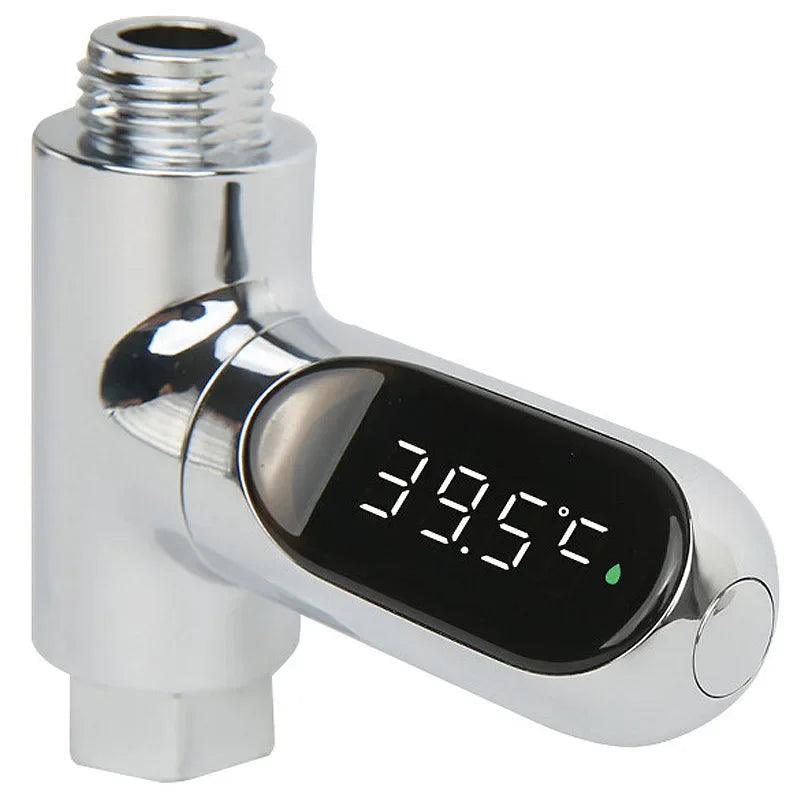 LED Display Household Water Shower Thermometer 5-85℃ Flow Self-powered Water Thermometer Monitoring Baby Care Energy Smart Meter Purest Peak