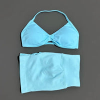 HISTELLO Gym Set 2 Piece Women Strappy Yoga Bra Top Workout Scrunch Shorts Sports Suit Fitness Clothes Seamless Yoga Set Quick Pick Grocers