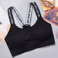 Fashion Tank Tops Sports Underwear Women Yoga Fitness Seamless Crop Top Wide Letter Straps Comfortable Workout Activewear Quick Pick Grocers