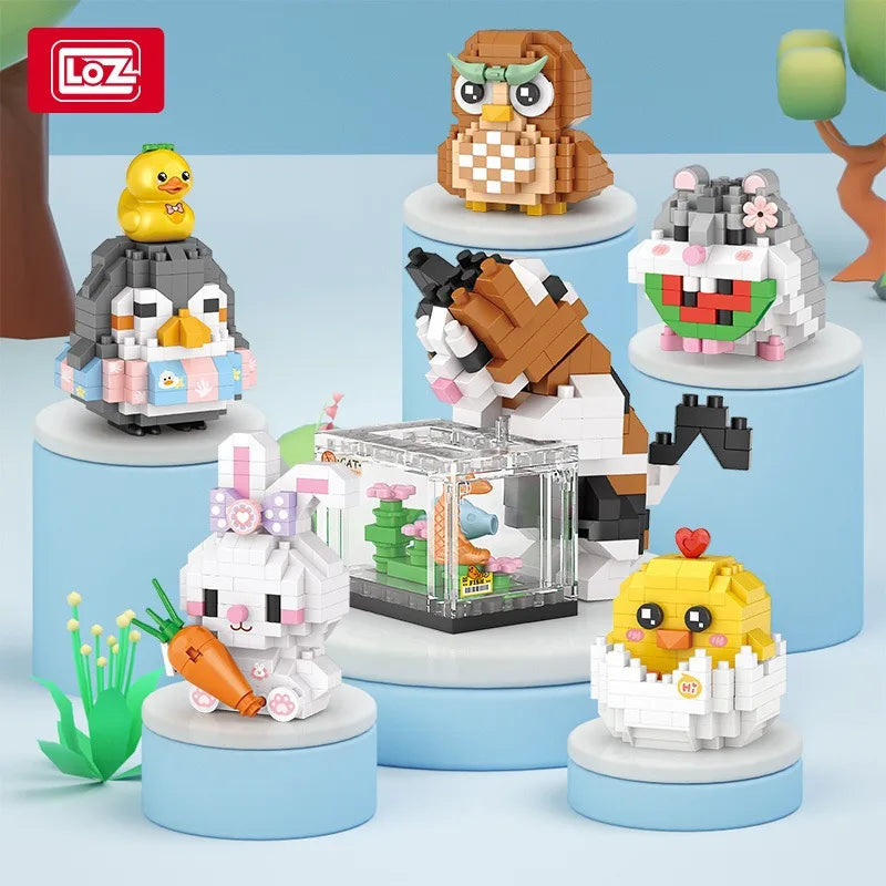 LOZ cute Cartoon Cat Animal Toy Dolphins owls chick cats dogs Model Diamond Particle Block Assembly Toys for Children's Gift Quick Pick Grocers