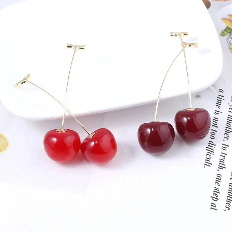 Anime JoJo Bizarre Adventure Drop Earrings Cosplay Props Kakyoin Noriaki Cherry Earrings Ear Clip Men Girl Jewelry Gift Econic Blanks