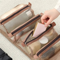 Detachable Cosmetic Bag Portable Large Capacity 4 in 1 Makeup Bags Portable Folding Travel Cosmetics Storage Toiletry Bag Quick Pick Grocers