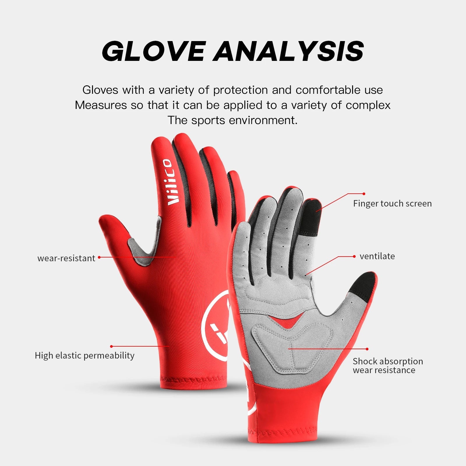 Vilico Professional Outdoor Cycling Gloves With Sensitive Touch Screen Shock Absorption Anti Slip Wear-resistant Riding Gloves Quick Pick Grocers