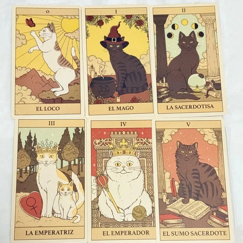 El Tarot De Los Gatos Cards 78 cartas del tarot Spanish Edition Cats Rule Earth Divination Deck Borad Playing Games Econic Blanks