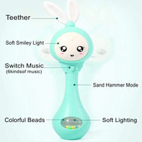 Music and Shine Rattle Toys Rabbit Intelligent Baby Rattles Smart Bunny Smarty Media Smart Shake Newborn Early Educational Toy Purest Peak