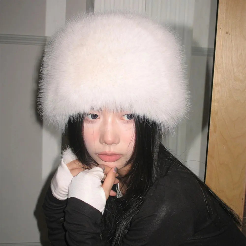 Hot Sale Fur Hat Women Warm Snow Ski Cap Female Faux Fox Fur Thick Warm Winter Hat Lady Windproof Russian Hat Ear Warmer Bonnet Purest Peak