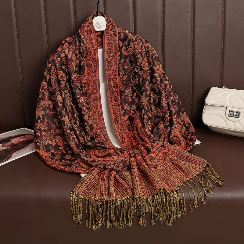 Luxury Brand Autumn Cashmere Pashmina Shawl Lady Wrap Warm Winter Scarves Design Print Female Foulard Cotton Stoles Scarf 2023 Quick Pick Grocers