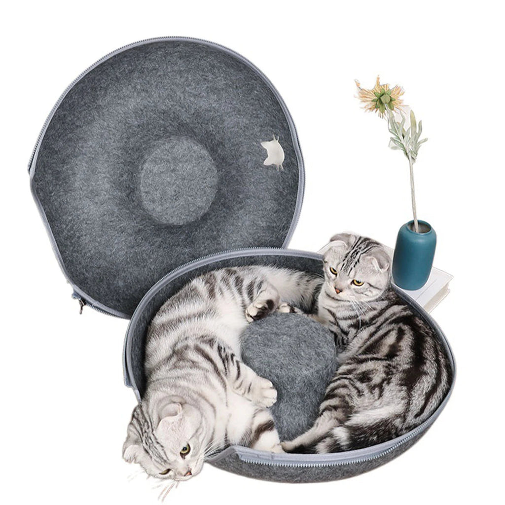 B-Tunnel Donut Cat Bed Interactive Tunnel Pet Felt Indoor Toys Cats House Kitten Training Toy Cat Kennel Cat Accessories Quick Pick Grocers