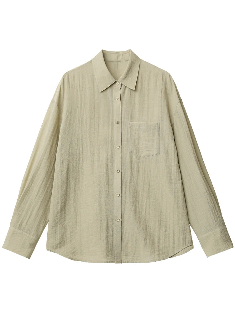 CHIC VEN Women Long Sleeve Shirts Solid Loose Casual New Style Design Back Hollow Out Shirt Female Blouse Spring Summer 2026 Quick Pick Grocers