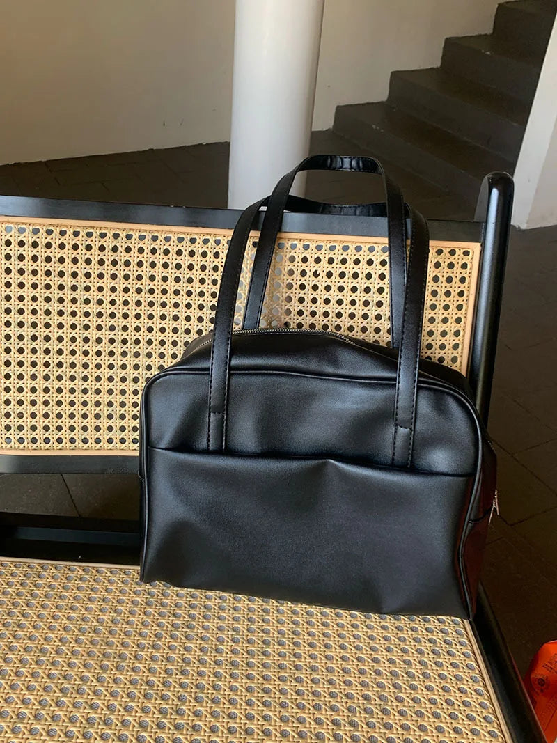 Korean Style Large Capacity Single Shoulder Women's Bag Versatile Vintage Underarm Bag Autumn 2025 New Arrival Tote Bag Quick Pick Grocers