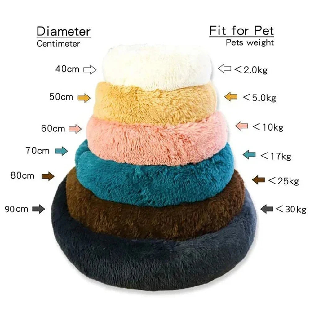 40-90cm 6 Sizes Round Pet Bed for Large Dog Bed Super Soft Cat Bed Plush Dog House for Medium Dog House Winter Warm Sleeping Quick Pick Grocers