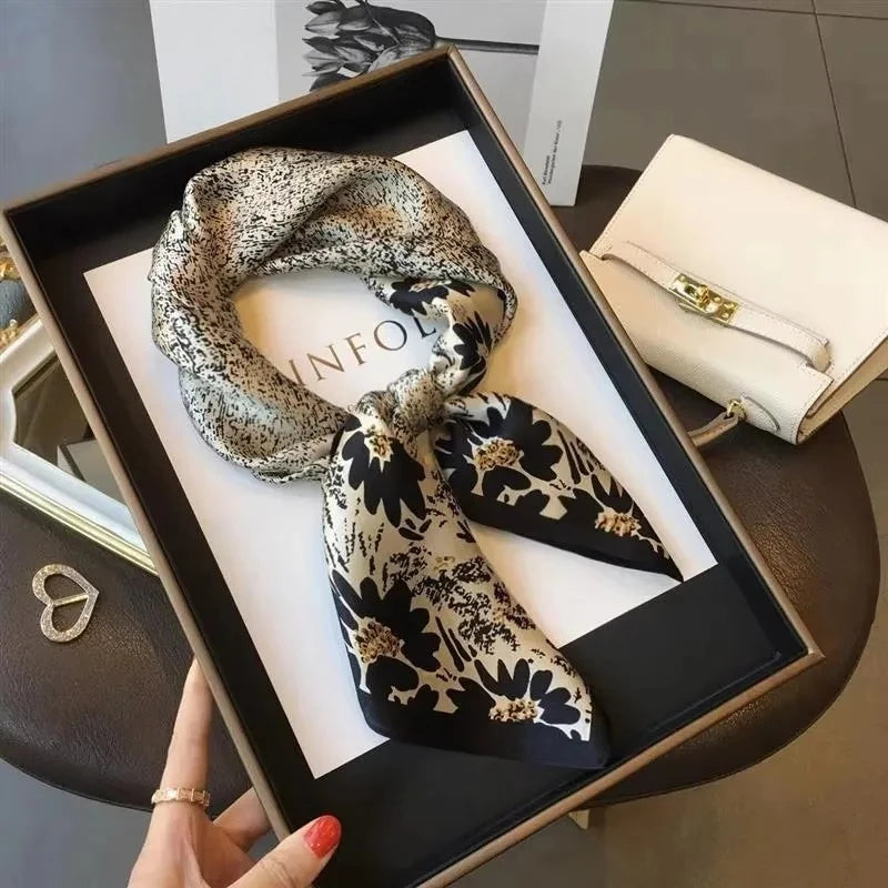 High-end Silk Scarf Lady 70*70cm Silk Square Scarf Women Soft Satin Hairband Neckerchief Tie Female Headband Foulard Bag Ribbon Quick Pick Grocers