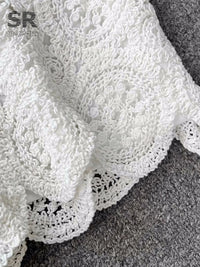 SINGREINY Knit Two Piece Sets Women Summer Vacation Backless Camisole Elastic Waist Shorts Hollow Out Y2K Beach Style Suits Quick Pick Grocers
