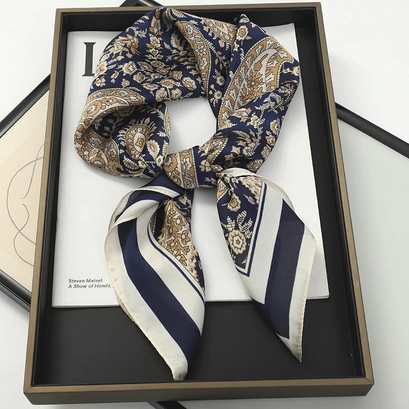 60Colors Luxury Scarf Women 70*70Cm Silk Feel Square Hair Wrapping Foulard Satin Shawl Big Size Head Bandana Hijab Handkerchief Quick Pick Grocers