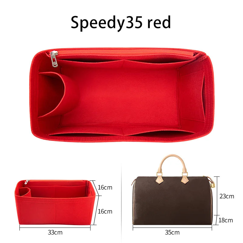 WUTA Felt Insert Bag Organizer For LV Speedy 20 25 30 35 Flap Handbag Inner Bag Makeup Travel Purse Storage Tote Bag Accessories Quick Pick Grocers