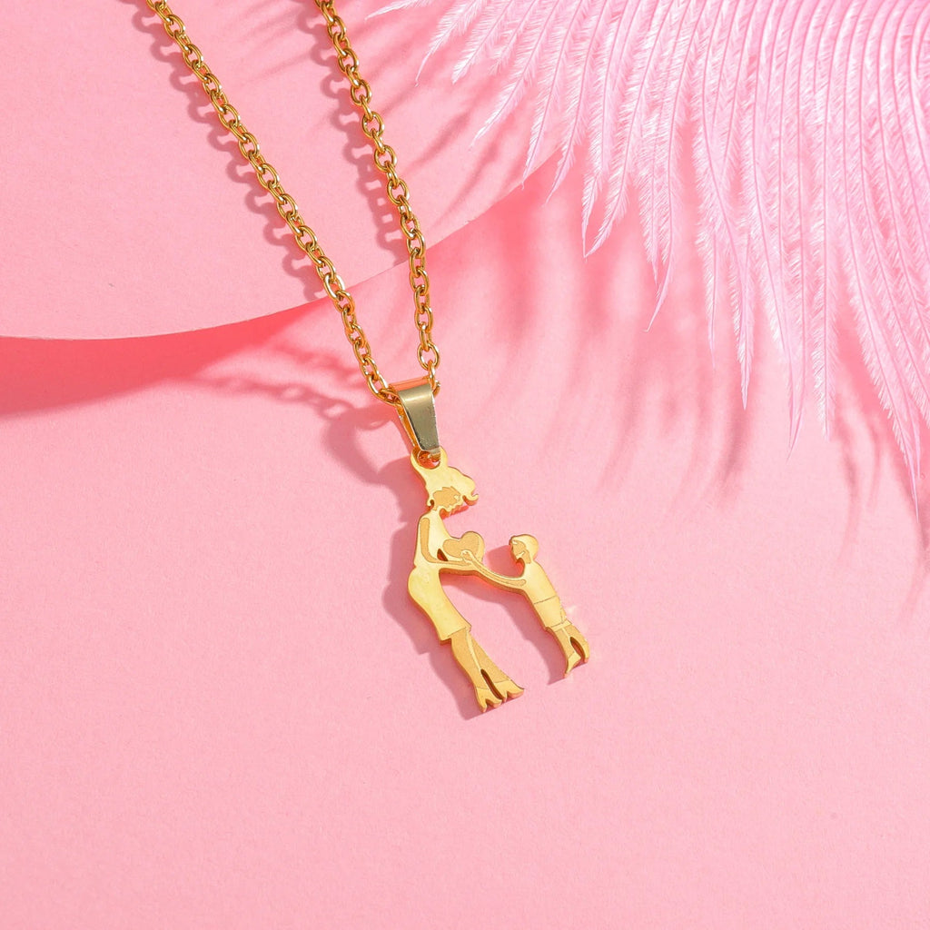 Girls Boy Children Stainless Steel Family Necklaces Mama Pendants Necklace Birthday Gifts For Women Jewelry Mother's Day Jewelry Quick Pick Grocers