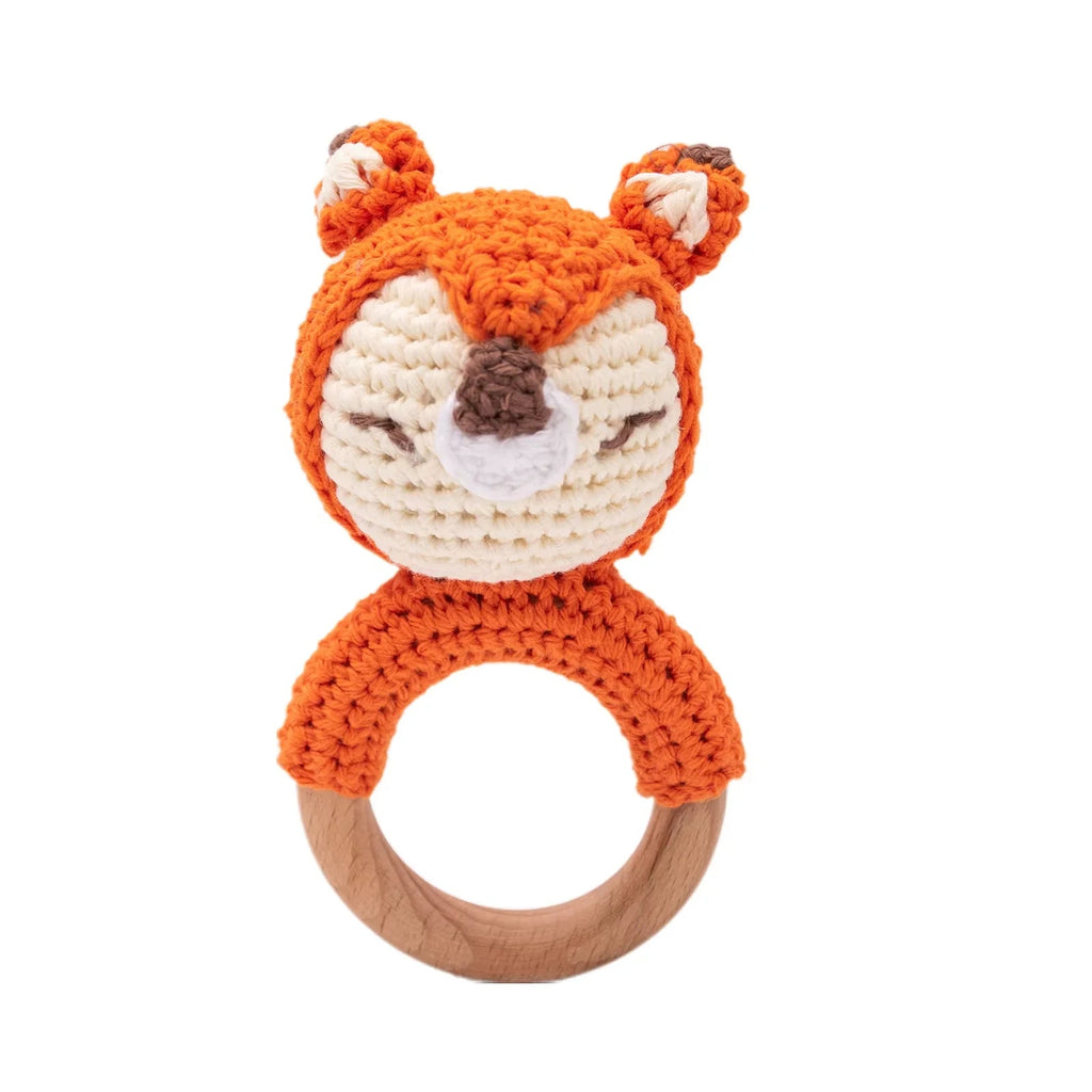 Baby Crochet Rattle Wooden Teether Toy BPA Free Wood Rodent Rabbit Rattle Baby Mobile Play Gym Newborn Educational Music Toys Purest Peak