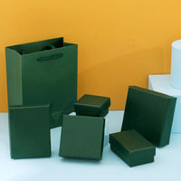 12pack White Simple Luxury Box Dark Green Paper Jewellry  Rings Earrings Bracelet Necklace Display Case Jewelry Organizer Boxes Purest Peak