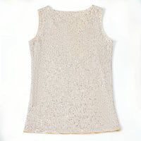 Women‘s Summer Fashion Deep V Neck Sequined Tank Top Stylish Sleeveless Polyester Top Sparkly Club Party Vest Blouses Quick Pick Grocers