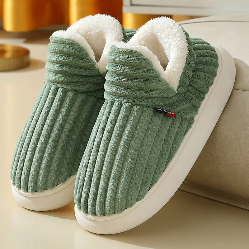 Shevalues Winter Men Slippers Short Plush Men Cotton Boots Indoor Fluffy House Fur Slippers Men Casual Soft Fur Furry Men Shoes Purest Peak