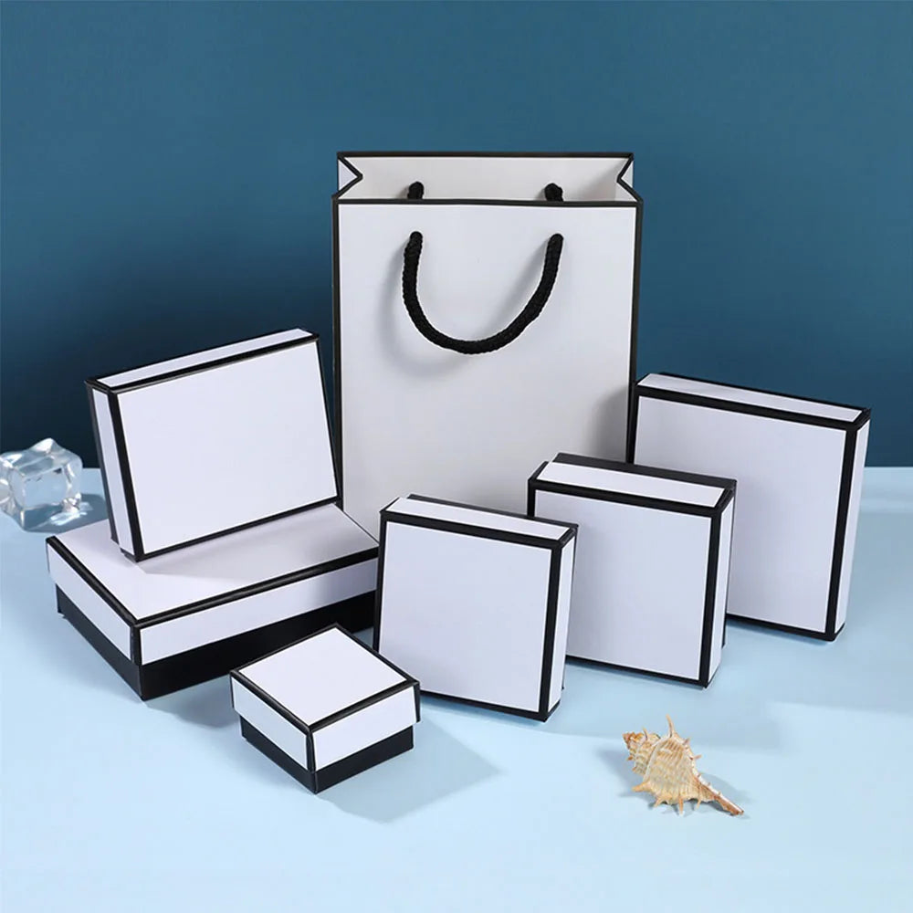 12pack White Simple Luxury Box Dark Green Paper Jewellry  Rings Earrings Bracelet Necklace Display Case Jewelry Organizer Boxes Purest Peak