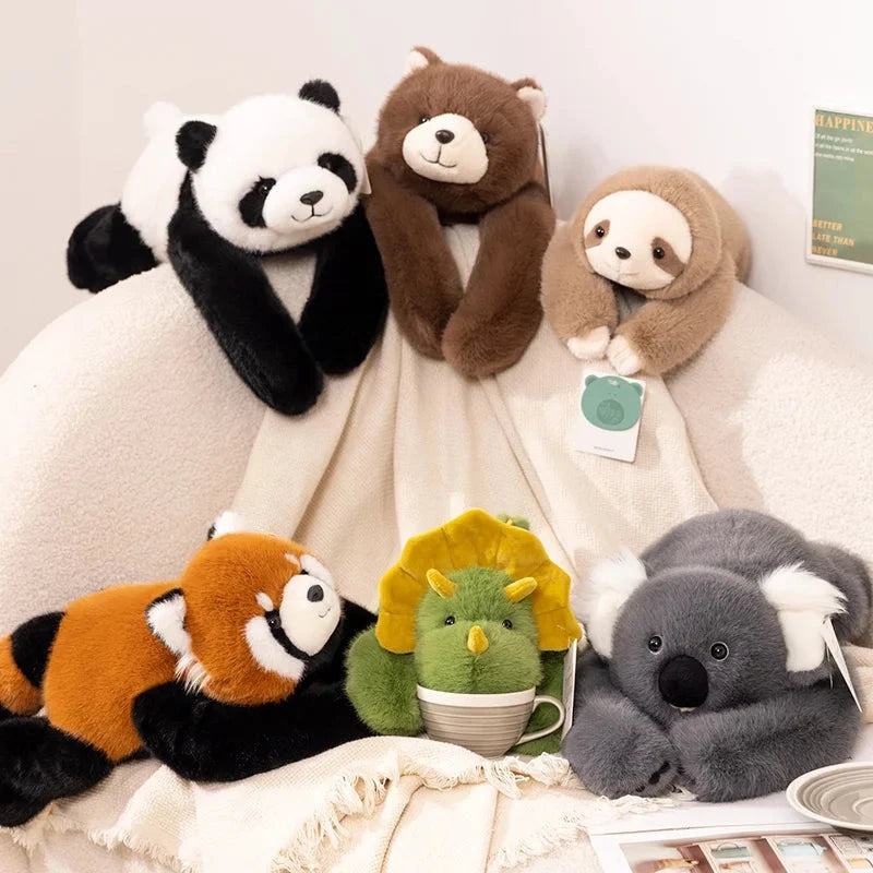 30-65cmKawaii High Quality Forest Animal Plush Doll Pillow Soft Long-arm Raccoon Dinosaur Sloth Panda Koala Plush Toy Home Decor Econic Blanks